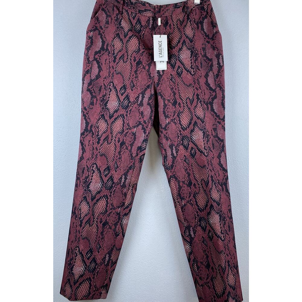 L'AGENCE Pink and Black Snake Print Wide Leg Pants NWT